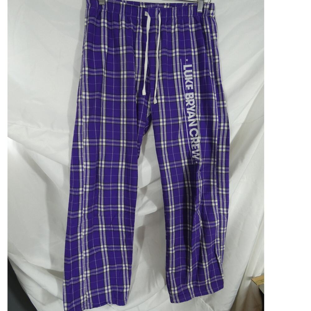 Purple White Plaid Medium Pajama Pants "Luke Bryan Crew" Printed Casual